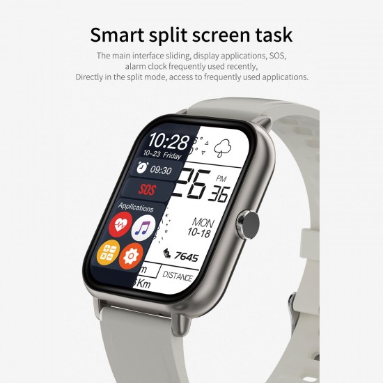 A20 PRO Smart Sports Watch 1.69'' IPS Full-touch Screen BT Call Local Massive Music Body Temperature Monitor Long Standby Split-screen Task Intelligent Encryption Multi-theme Styles One-click Recording