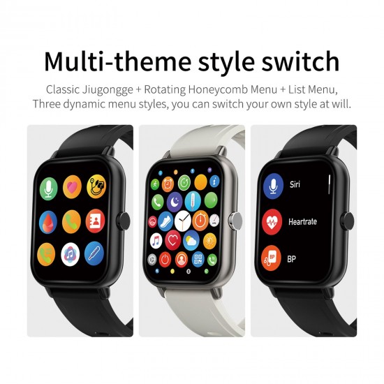 A20 PRO Smart Sports Watch 1.69'' IPS Full-touch Screen BT Call Local Massive Music Body Temperature Monitor Long Standby Split-screen Task Intelligent Encryption Multi-theme Styles One-click Recording