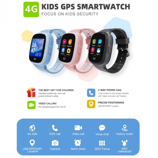 LT30 4G Kids Smart Phone Call Watch Video Chat LBS GPS WiFi SOS Monitor Camera IP67 Waterproof Clock Child Voice Chat Baby Smartwatch With SIM Card Slot LT30 4G Kids Smart Phone Call Watch Video Chat LBS GPS WiFi SOS Monitor Camera IP67 Waterproof Clock Child Voice Chat Baby Smartwatch With SIM Card Slot