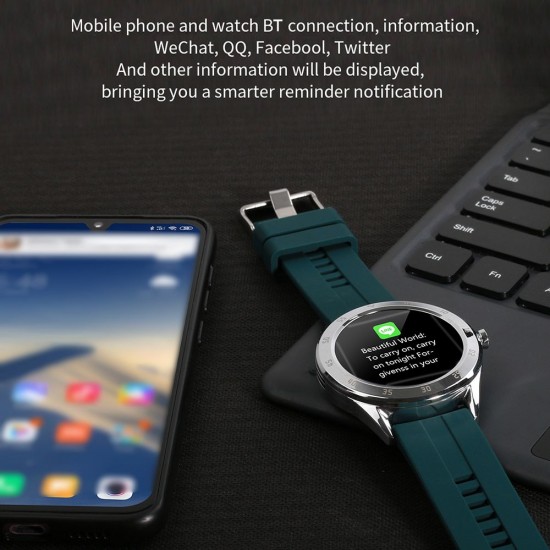 Multi-function Large Screen Waterproof Intelligent Watch BT Call Message Reminder Sport Record Health Monitor (Black)