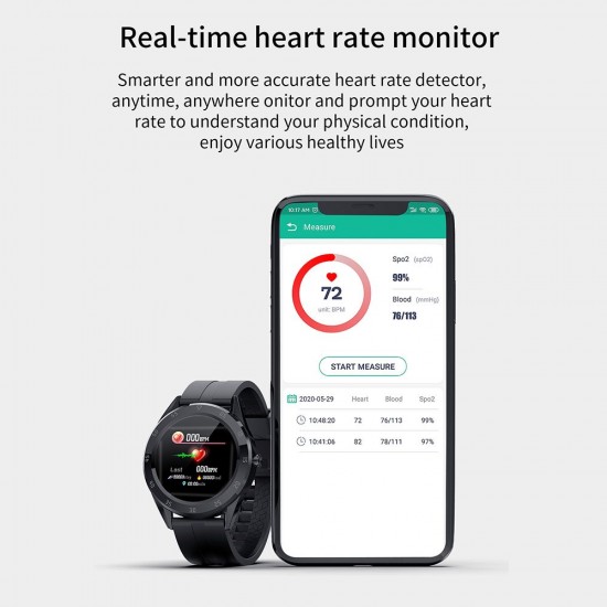 Multi-function Large Screen Waterproof Intelligent Watch BT Call Message Reminder Sport Record Health Monitor (Black)