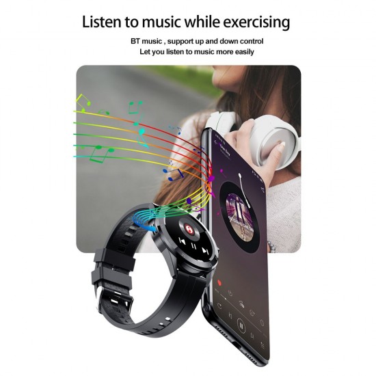 Multi-function Large Screen Waterproof Intelligent Watch BT Call Message Reminder Sport Record Health Monitor (Black)