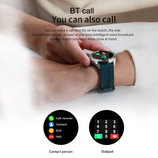 Multi-function Large Screen Waterproof Intelligent Watch BT Call Message Reminder Sport Record Health Monitor (Black)