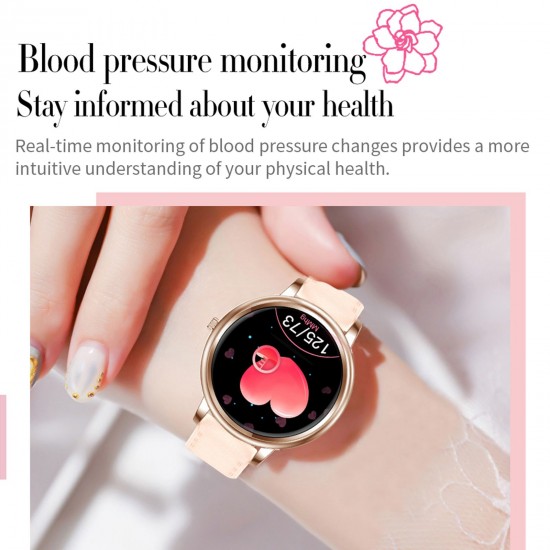 Women Smart Watch Fitness Tracker Bluetooth Bracelet Smart Sports Band Heart Rate Blood Pressure Sleeping Monitor Wristband Touch Screen IP67 Waterproof Information Reminder