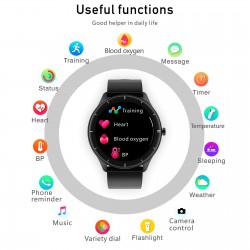 Q21 Smart Watch Fitness Tracker BT 5.0 Bracelet Smart Sports Band Body Thermometer Heart Rate Oxygen Blood Pressure Sleep Monitor Wristband Touch Screen IP68 Waterproof Call Information Reminder