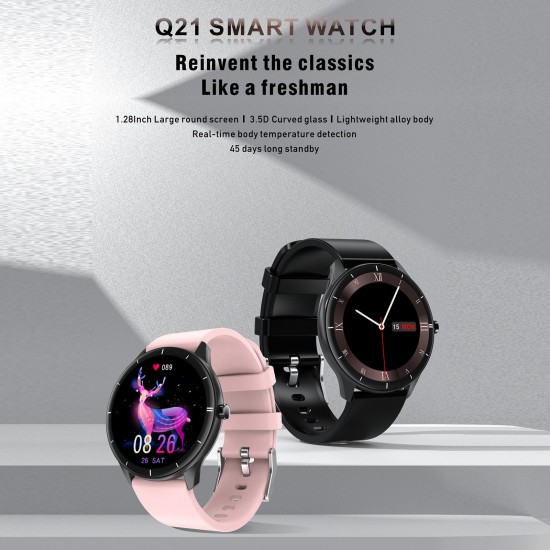 Q21 Smart Watch Fitness Tracker BT 5.0 Bracelet Smart Sports Band Body Thermometer Heart Rate Oxygen Blood Pressure Sleep Monitor Wristband Touch Screen IP68 Waterproof Call Information Reminder Q21 Smart Watch Fitness Tracker BT 5.0 Bracelet Smart Sports Band Body Thermometer Heart Rate Oxygen Blood Pressure Sleep Monitor Wristband Touch Screen IP68 Waterproof Call Information Reminder